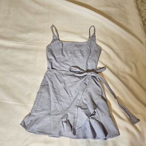 Princess Polly Cottage Hill Mini dress light blue wrap dress womens 8